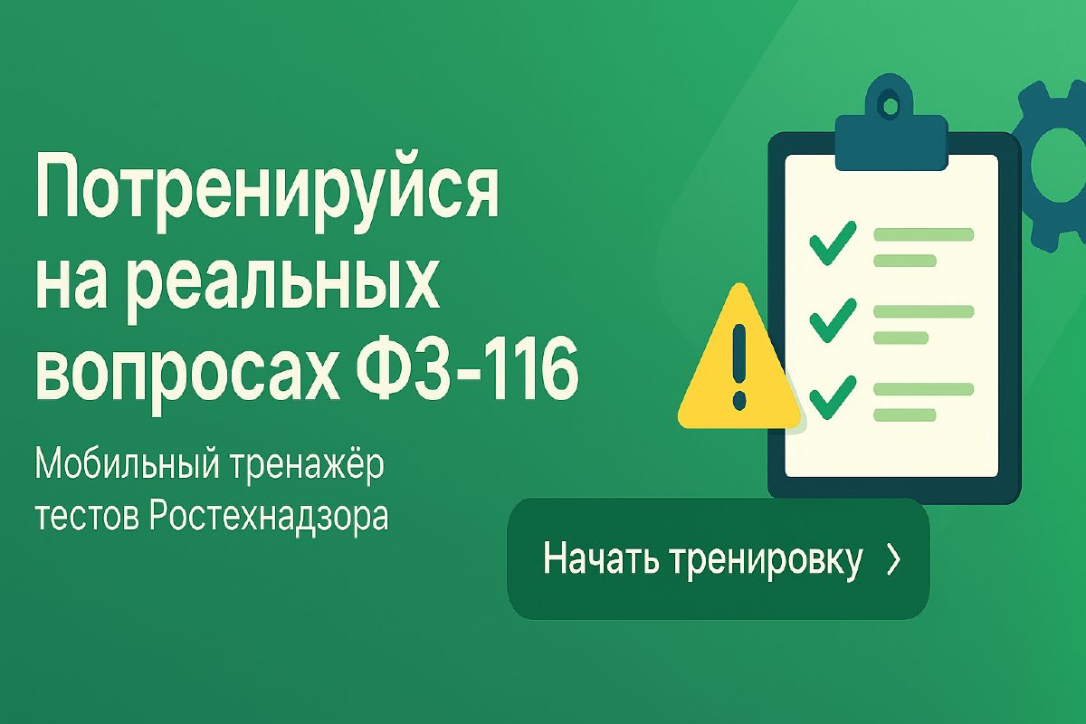 Тесты Ростехнадзора по ФЗ-116, пример вопроса