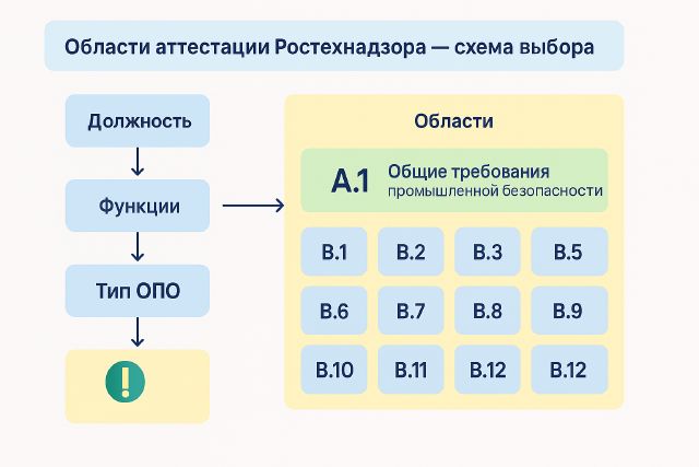 Области аттестации Ростехнадзора — схема выбора